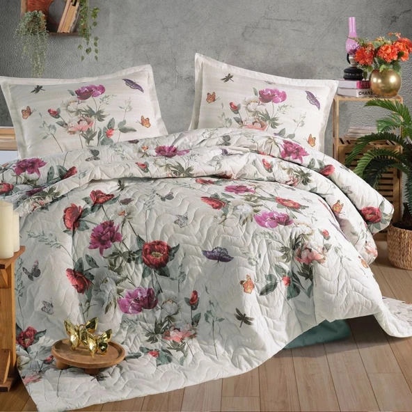 Clasy Ranforce %100 Pamuk Çift Kişilik Dört Mevsim Set Nerina V1 Adaçayı ürün görseli 1
