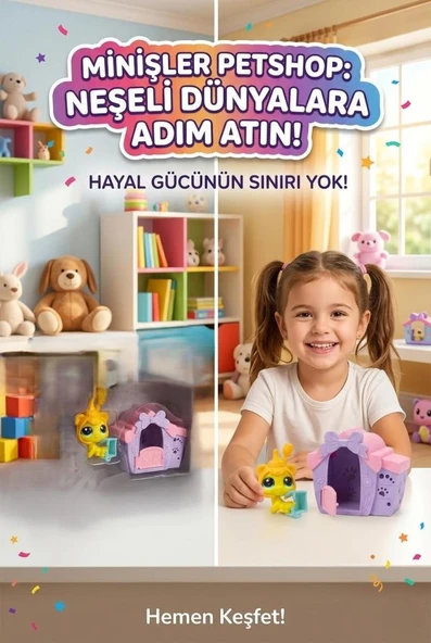 Pet Shop Minişler Bal Arısı Kostümlü Miniş Figür ve Kulübe Oyun Seti Seri 3 Işıklı Paket Oyuncak ürün görseli 1