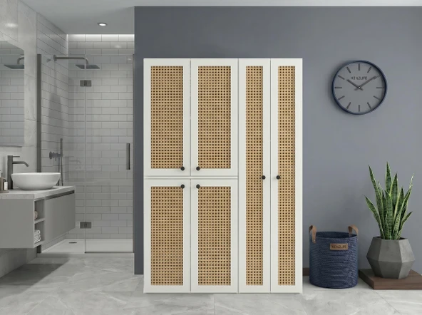 Kenzlife çamaşır-kurutma makinesi dolabı yaromira sol mat beyaz 180*120*64 hazeran kare kapak suntalam gövde ürün görseli 1