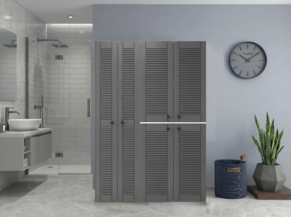 Kenzlife membran çamaşır kurutma makinesi dolabı yaromira sol gribyz panjur 180*120*64 mebran kapak MDF gövde ürün görseli 1