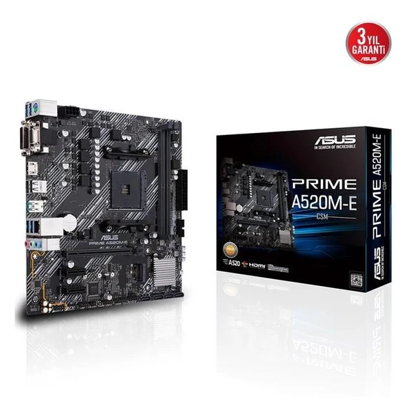 Asus Prime A520M-E/Csm Am4 Ryzen Vga Dvi Hdmi Ddr4 90Mb1510-M0Eayc ürün görseli 1