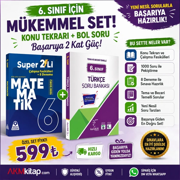 Karekök Yayınları 6. Sınıf Türkçe ve Örnek Akademi Süper İkili Matematik Seti 2 Kitap ürün görseli 1