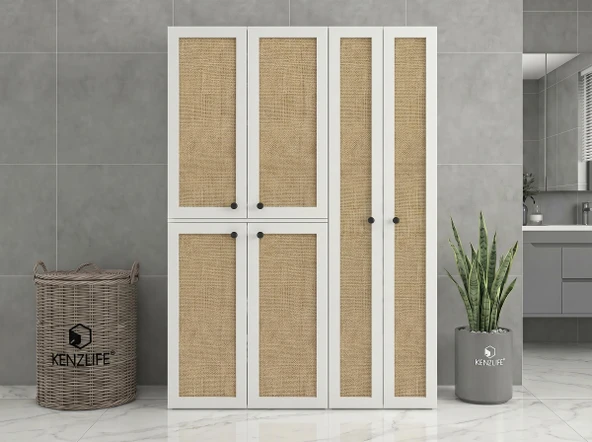 Kenzlife çamaşır-kurutma makinesi dolabı yaromira mat beyaz 180*120*64 jut kare kapak MDF gövde ürün görseli 1