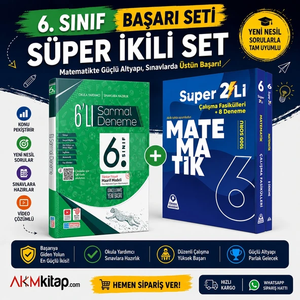 Örnek Akademi 6. Sınıf Süper İkili Matematik ve Evrensel İletişim 6 lı Sarmal Deneme Seti 2 Kitap ürün görseli 1