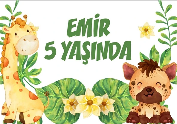 Safari temalı Doğum Günü Afişi - 70x100 Cm ürün görseli 1