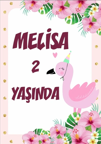 Flamingo Temalı Doğum Günü Afişi - 35x50 Cm ürün görseli 1