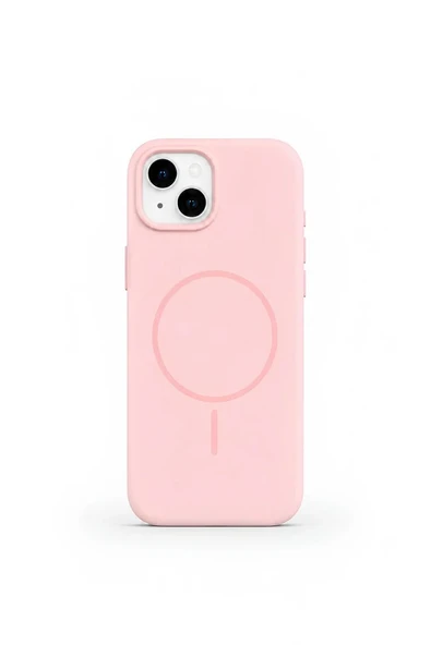 iPhone 15 Mag Core Akıllı MagSafe Animasyonlu Silikon Kılıf Açık Pembe ürün görseli 1