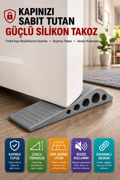 1 Adet Gri Silikon Kapı Altı Stoperi Kaydırmaz Kapı Durdurucu 12 cm Kapı Sabitleyici ürün görseli 1
