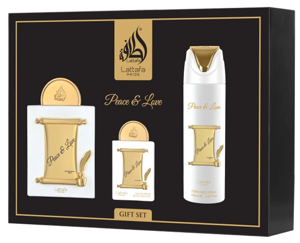 Lattafa Pride Peace & Love Gift Set EDP 100 ML + EDP 20 ML + Body Spray 200 ML Unisex Parfüm Hediye Seti ürün görseli 1