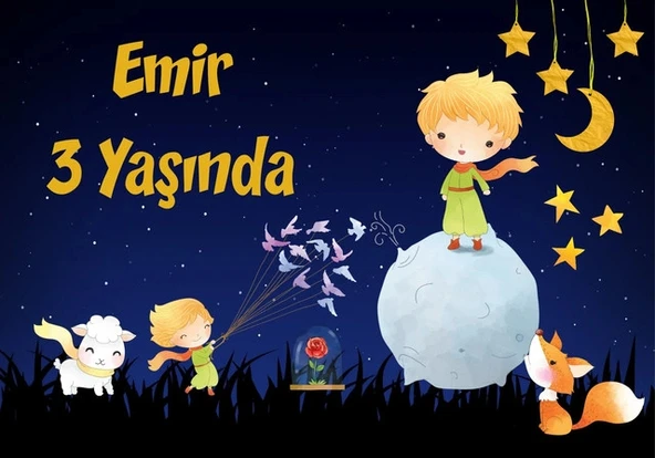 Küçük Prens Temalı Doğum Günü Afişi - 50x70 Cm ürün görseli 1