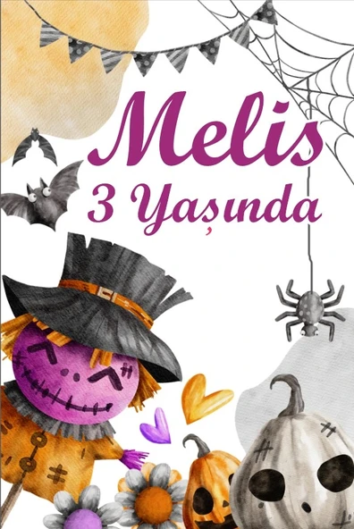 Hallowen Temalı Doğum Günü Afişi - 100x150 Cm ürün görseli 1
