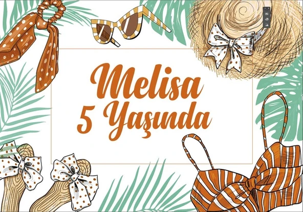 yaz sahil temalı doğum günü afişi - 70x100 Cm ürün görseli 1