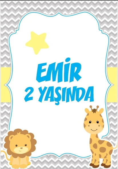 Sevimli Hayvanlar Doğum Günü Afişi - 70x100 Cm ürün görseli 1