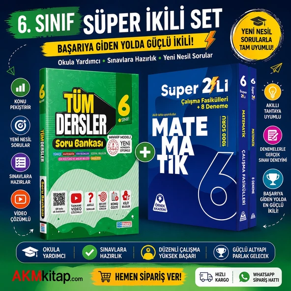 Evrensel İletişim 6. Sınıf Tüm Dersler ve Örnek Akademi Süper İkili Matematik Seti 2 Kitap ürün görseli 1