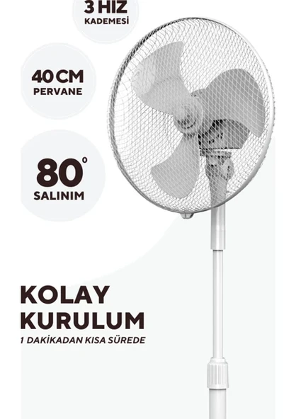 Kumtel KTF-290 Beyaz Vantilatör 16'' (3p) - Resim 2