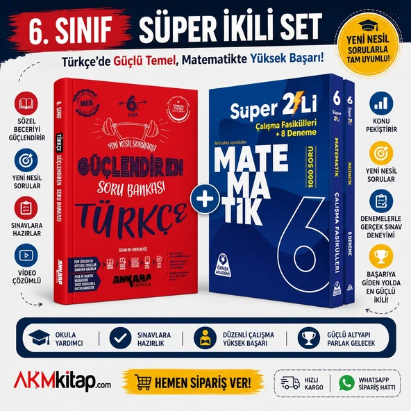 Ankara Yayıncılık 6. Sınıf Türkçe Güçlendiren ve Örnek Akademi Süper İkili Matematik Seti 2 Kitap ürün görseli 1