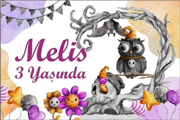 Hallowen Temalı Doğum Günü Afişi - 100x150 Cm ürün görseli 1