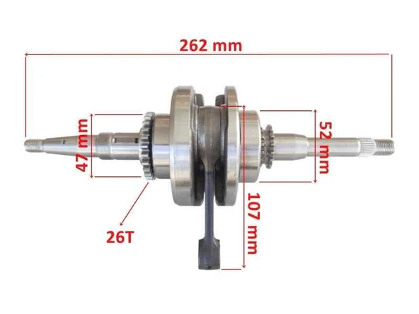 Scooter 80 Krank 26T Dişlili (Rulman 47-52 Mm) ürün görseli 1