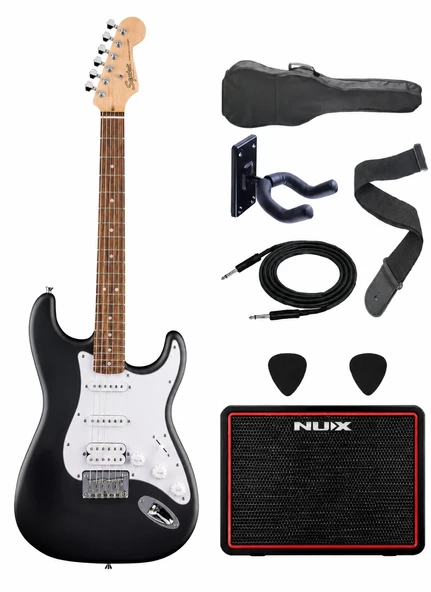 Squier Debut Stratocaster HSS Black Elektro Gitar Seti – NUX Mighty Lite BT MKII Amfi ürün görseli 1