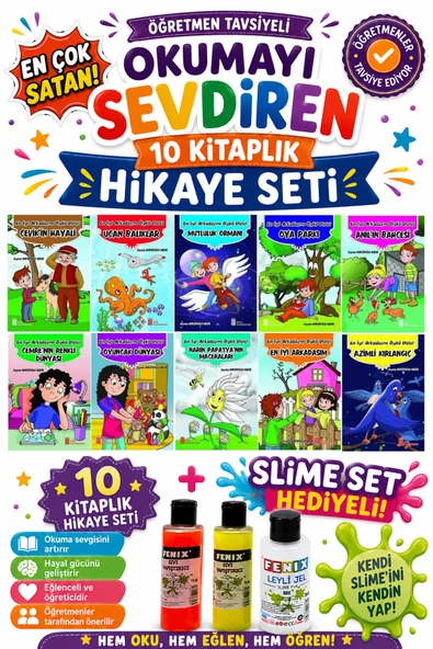 2.Sınıf Öğretmen Tavsiyeli Okumayı Sevdiren 48 Sayfa 10 Kitaplık Hikaye Seti-4 (Slime Set Hediyeli) ürün görseli 1