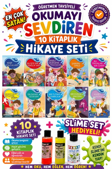 4.Sınıf Öğretmen Tavsiyeli Okumayı Sevdiren 64 Sayfa 10 Kitaplık Hikaye Seti-3 (Slime Set Hediyeli) ürün görseli 1