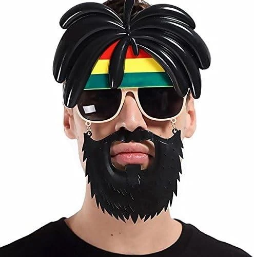Rasta Peruklu Rasta Sakallı Bob Marley Bıyıklı Parti Gözlüğü 27x18 Cm ürün görseli 1