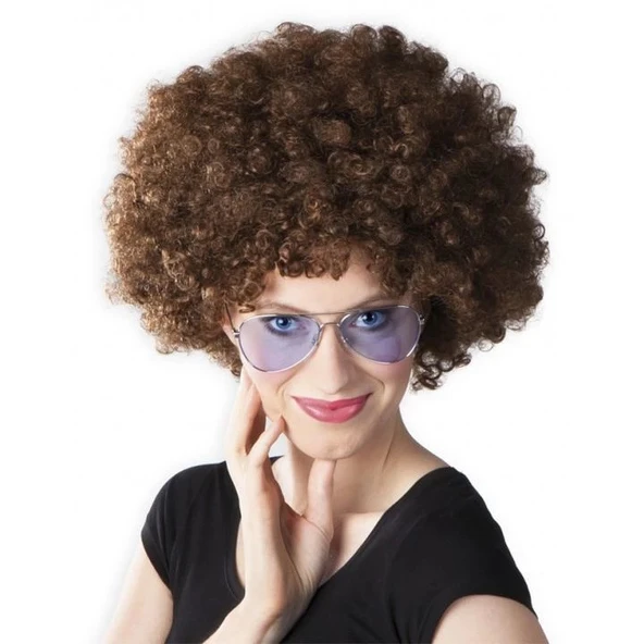 Kahve Renk Kıvırcık Afro Bonus Peruk ürün görseli 1