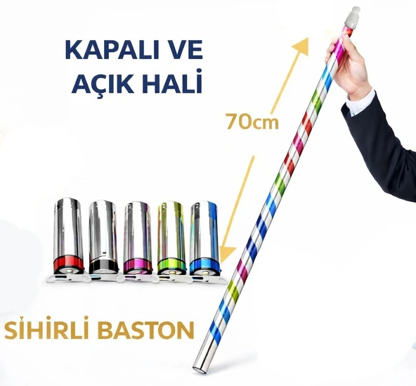 Sihirli Açılır Baston – Mendilden Bastona İlizyon Oyunu (70 Cm) ürün görseli 1