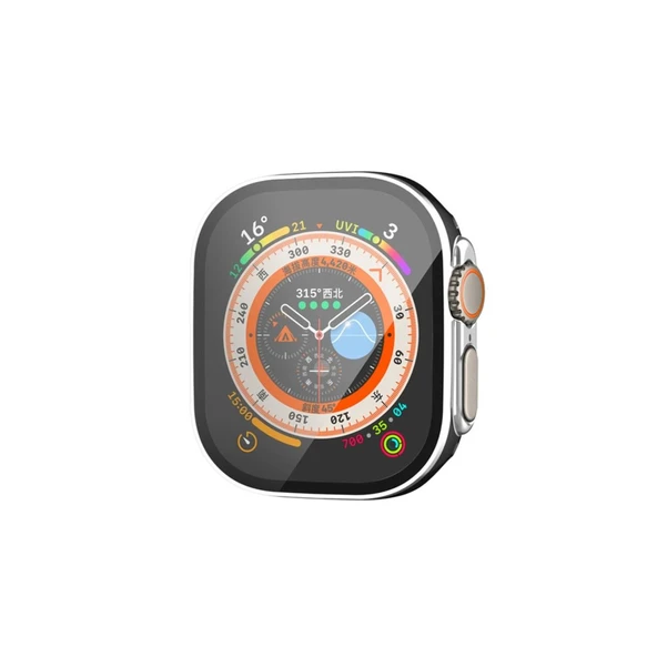 Apple Watch Ultra 49mm Legend Camlı Kasa Ekran Koruyucu - Siyah-gümüş ürün görseli 1