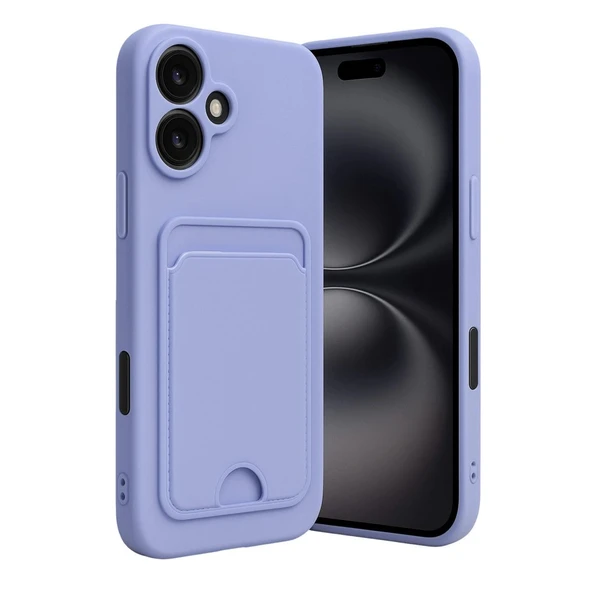 Apple İphone 16 Kılıf Kelvin Kartvizitli Silikon - Lila ürün görseli 1