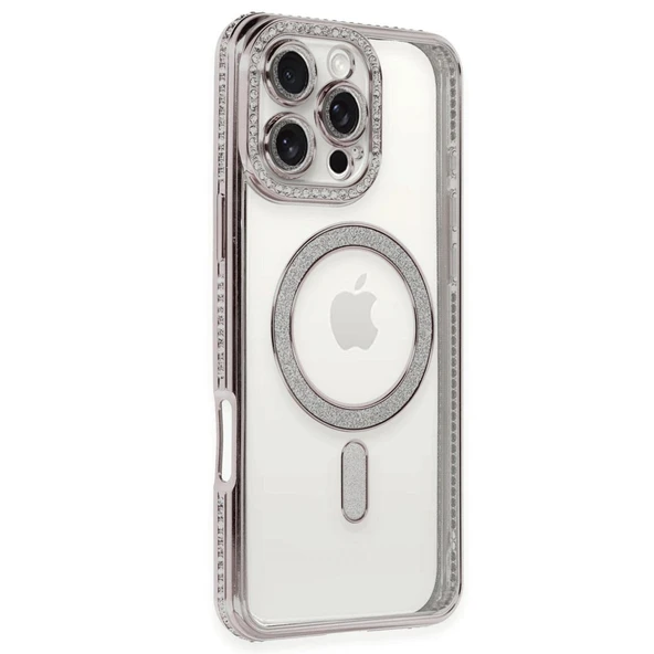 Apple İphone 16 Pro Kılıf Joke Simli Magneticsafe Kılıf - Pembe ürün görseli 1
