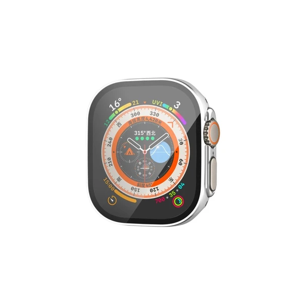 Apple Watch Ultra 49mm Legend Camlı Kasa Ekran Koruyucu - Gümüş ürün görseli 1