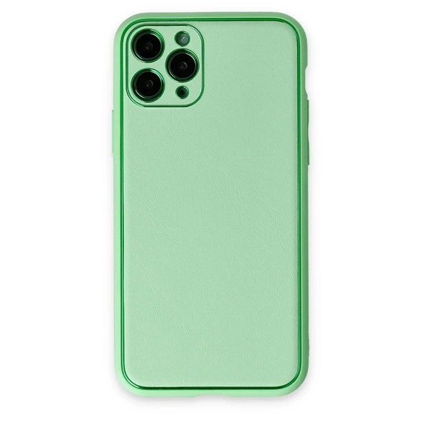 Apple İphone 11 Pro Kılıf Coco Deri Silikon Kapak - Açık Yeşil ürün görseli 1