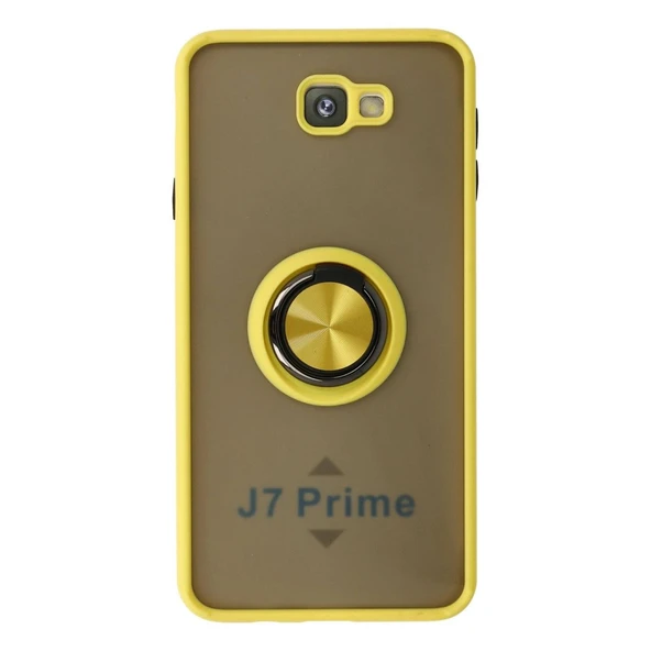 Samsung Galaxy J7 Prime Kılıf Montreal Yüzüklü Silikon Kapak - Sarı ürün görseli 1