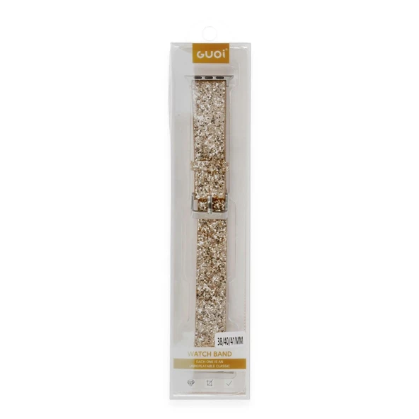 Apple Watch 42mm Ry Taşlı Kordon - Gold - Resim 2