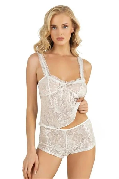 Arias Closet Ekru Saten Şort Takımı 9221 ürün görseli 1