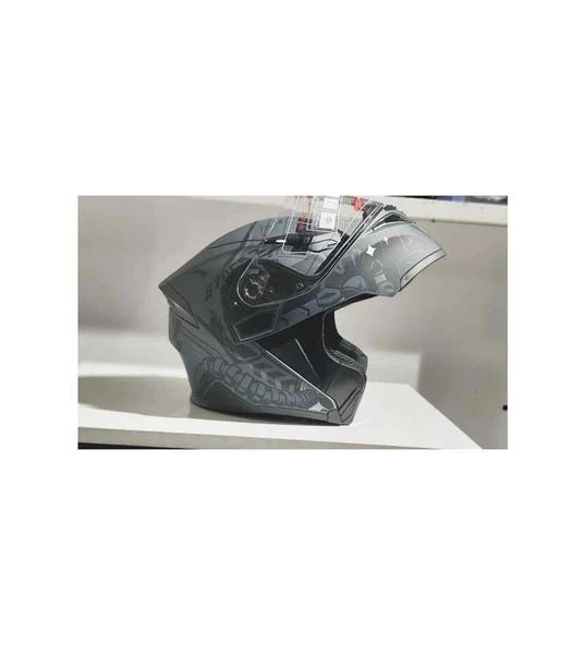 Jk-20 Jk902 Çene Pedli Güneş Vizörlü Çeneden Açılır Kask [H-2 Grey ] Xl Beden ürün görseli 1