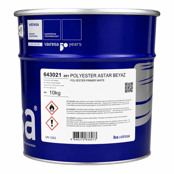 Valresa Polyester Astar Beyaz 10 Kg+0.2 Kg+0.2 Kg ürün görseli 1
