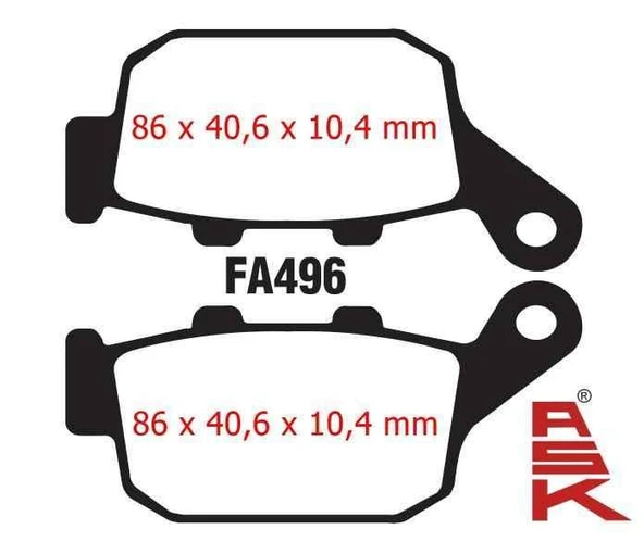 Mondial Arka Fren Disk Balatası (Cbs) Fa496 Ask 125 Drift L-Vultre 125 İ Kd 125 F ürün görseli 1