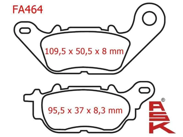 Yamaha Nmax 125-155 Arka Fren Disk Balatası Fa464 Ask ürün görseli 1
