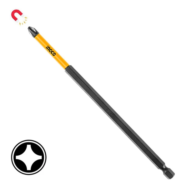 İngco Bits Uç PH2 250 mm Yıldız Matkap Vidalama Ucu S2 Çeliği Mıknatıslı ürün görseli 1
