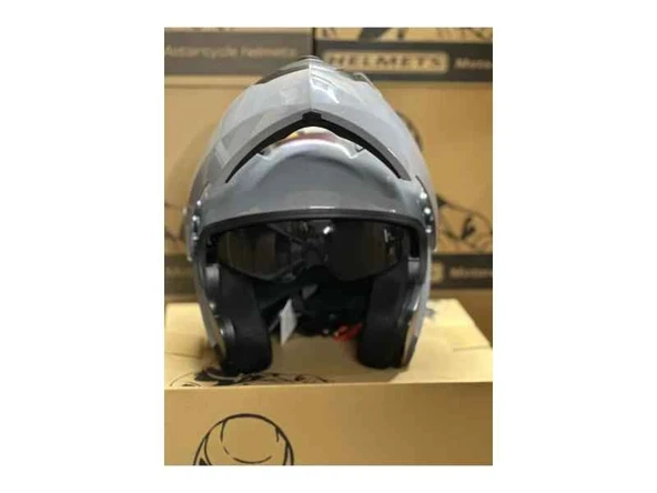 Jk-20 Jk115 Çeneli Motosiklet Kaskı Güneş Gözlüklü [Cemet Grey] Desen Xl Beden ürün görseli 1