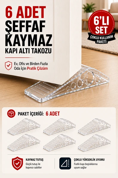 6 Adet Şeffaf Silikon Kapı Altı Stoperi Kaydırmaz Kapı Durdurucu 12 cm Kapı Sabitleyici ürün görseli 1