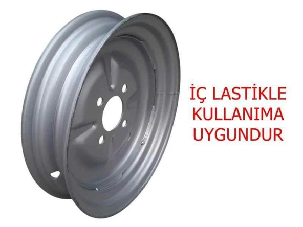 E-Yük Arabası Arka Jant 4.00-12 Gri (Sibop Yandan) İç Lastikli Tip ürün görseli 1