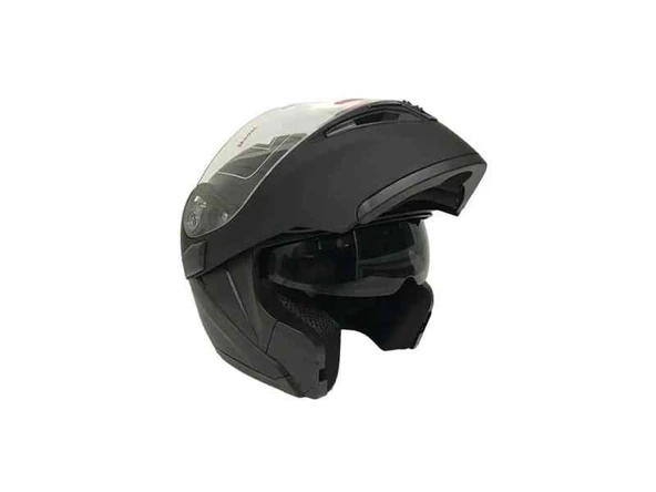 Jk-20 Jk902 Çene Pedli Güneş Vizörlü Çeneden Açılır Kask [Mat Black] M Beden ürün görseli 1