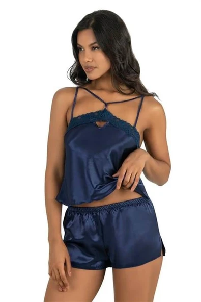 Arias Closet Lacivert Saten Şort Takımı ürün görseli 1