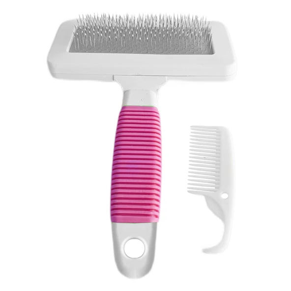 Markapet Temizleme Aparatlı Kedi Köpek Tarağı 9.5 cm-14 cm Medium Pembe - MRKPT-TRK-PMBM ürün görseli 1