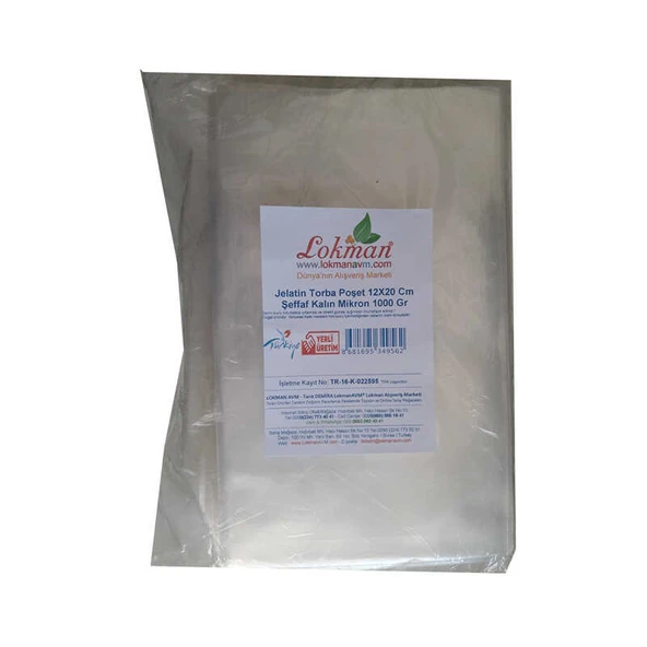 Jelatin Torba Poşet 12X20 Cm Şeffaf Kalın Mikron 1000 Gr 1 Paket - OEM458-10798 ürün görseli 1