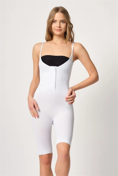 Arias Closet Beyaz MI Emay 2093 Ön Agraflı Göğsü Açık Paçalı Boy Korse ürün görseli 1