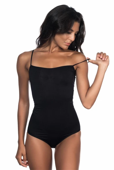 Arias Closet Siyah MI Emay 1923 Soft İp Askılı Çıtçıtlı Body ürün görseli 1